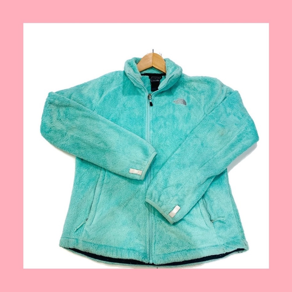 Turquoise Fuzzy North Face Jacket